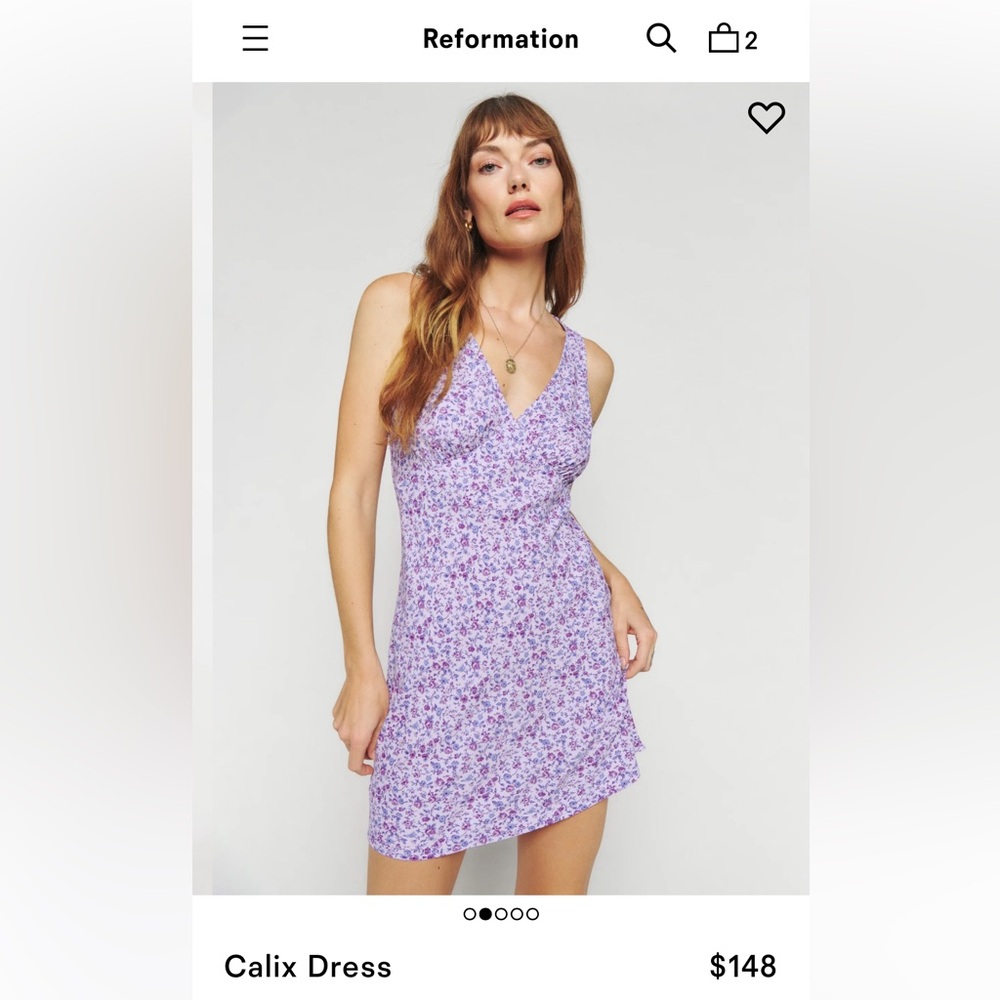 NEW Reformation Calix Dress in Muse (lilac floral mini)